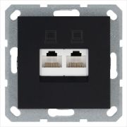 Розетка компьютерная 2-м RJ45 IP20 кат. 5E механизм черн. матов. soft touch Jasmart G6106PB