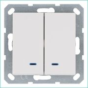 Выключатель 2-кл. 10А IP20 с подсветкой механизм бел. глянцевый Jasmart G3023NW