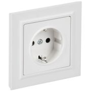Розетка BRITE РСР14-1-0-БрАБ 16А в сборе с заземл. защ. шторки арктич. бел. IEK BR-R14-16-K91-F
