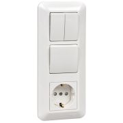 Блок СП Blanca / Прима (розетка с заземл. + 1-кл. + 2-кл. выкл.) (розн. упак.) бел. SE BK2VR-008A-BI